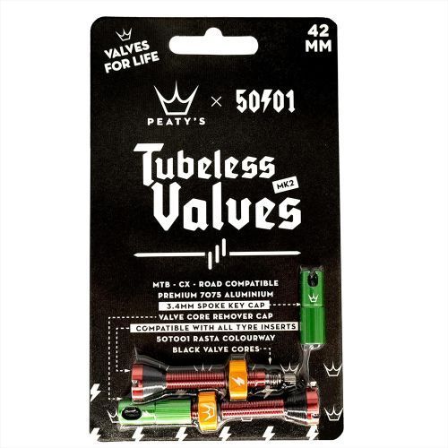 Ніпелі Peaty's x 50to01 Tubeless Valves, 42mm, Rasta PTV2-42-RAS-12 фото